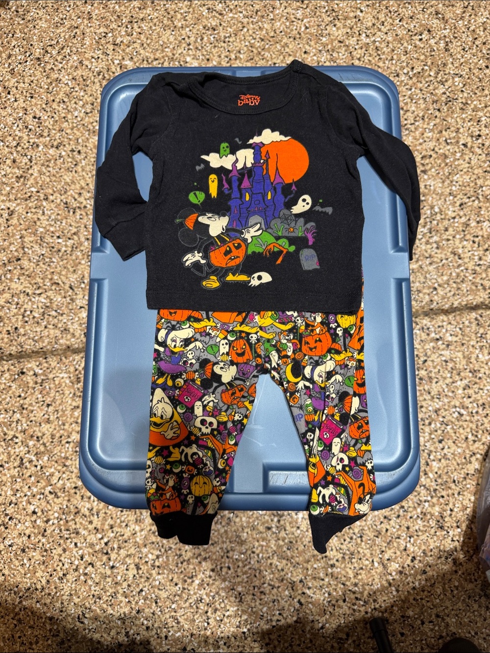 Disney Black Halloween Pajama Set with Orange & Multi Print